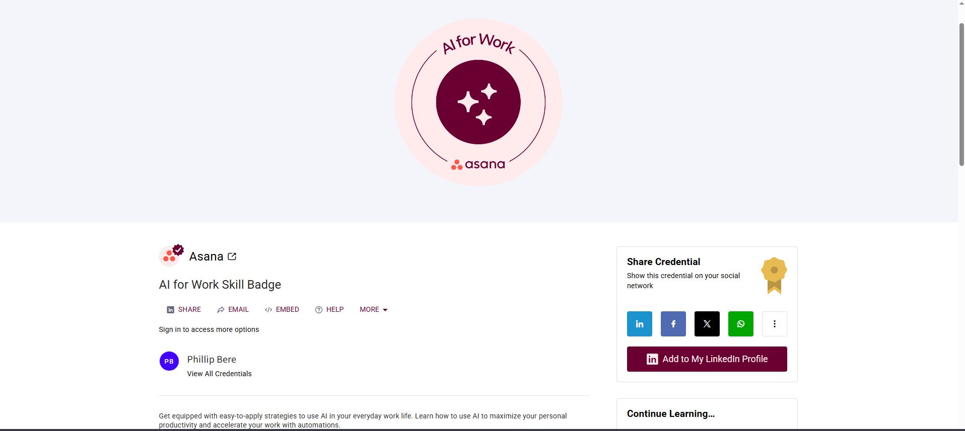 AI for Work Skill Badge