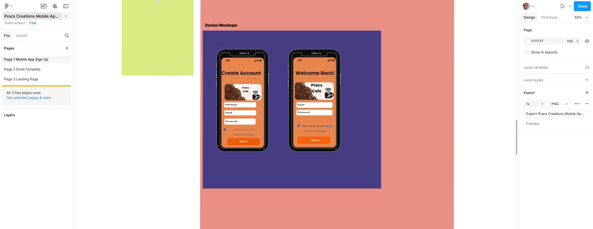 Pracs Cafe Mobile App