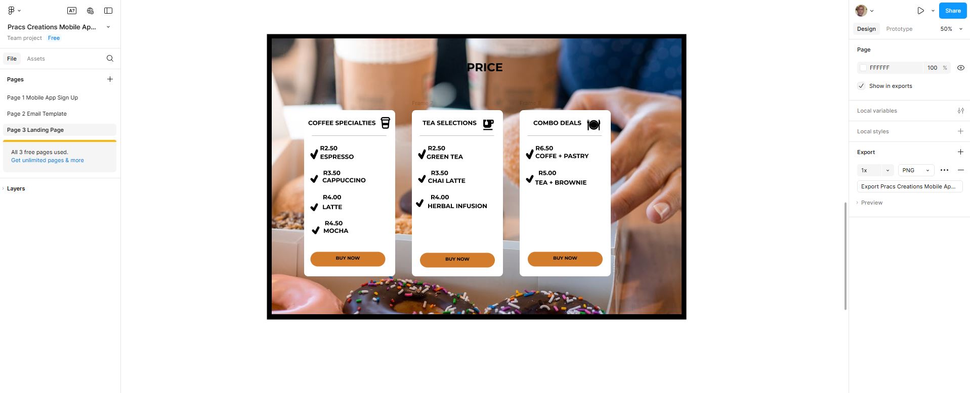 Menu & Pricing Design