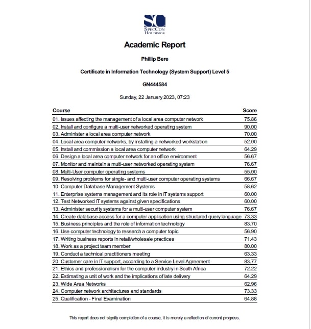 IT System Support Academic Report