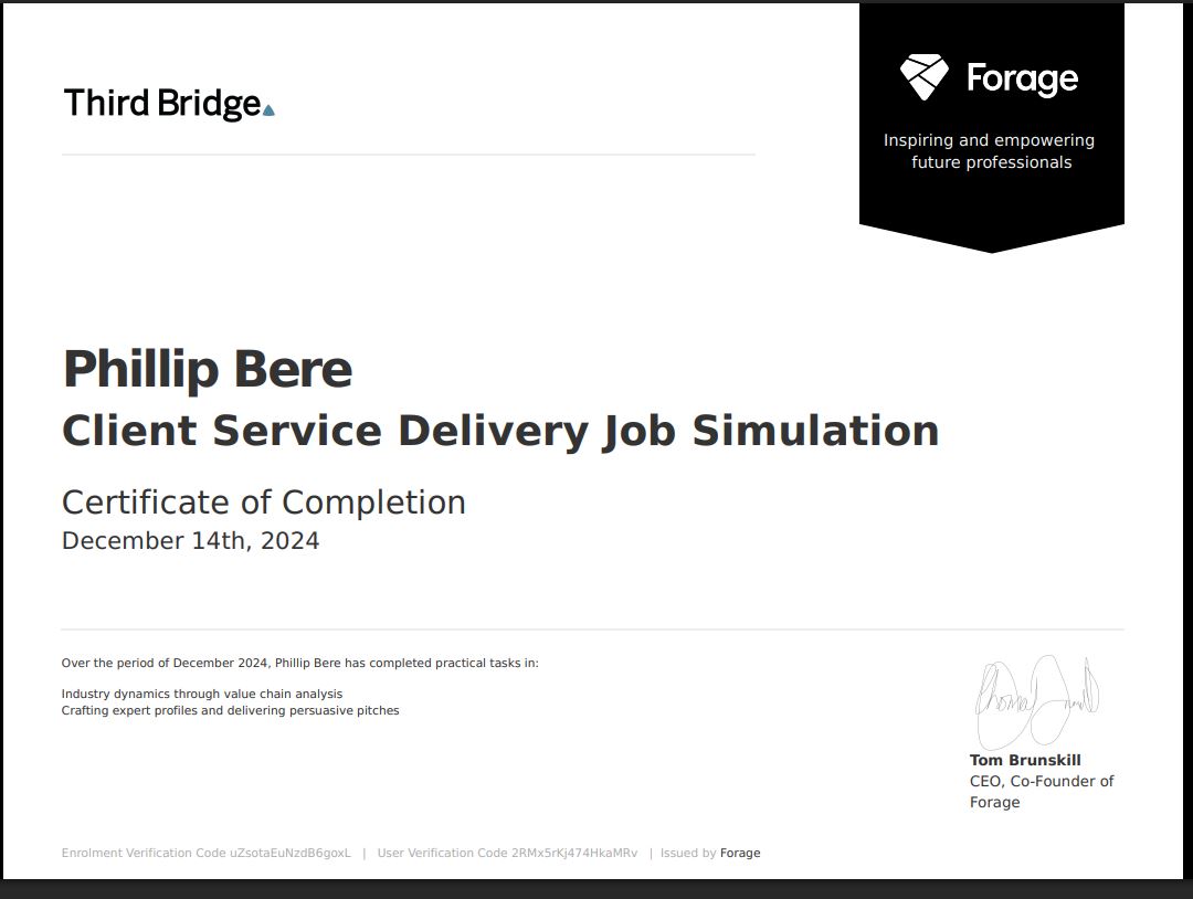 Third Bridge Certificate